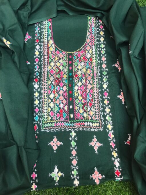 Lawn dress (unstiched) dark green