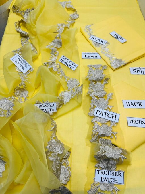 Lawn 3 Piece With Organza Doppta - Image 5
