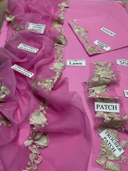 Lawn 3 Piece With Organza Doppta - Image 2