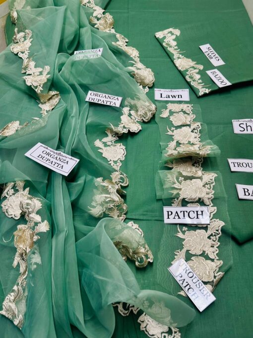 Lawn 3 Piece With Organza Doppta - Image 3