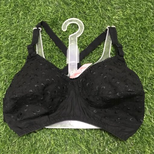 Ladies' Bra Cotton embroidered Black Color