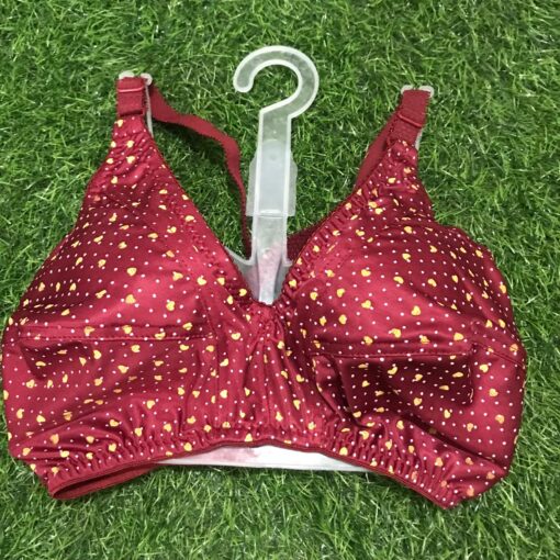 Ladies' Bra Jarsi fabric Printed Maroon Color