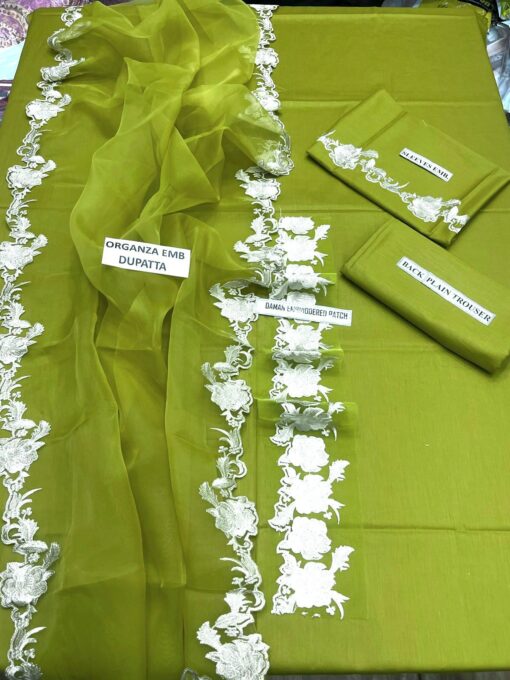 Lawn 3 Piece With Organza Doppta - Image 7