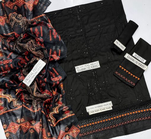Lawn dress embroidered (black) - Image 2