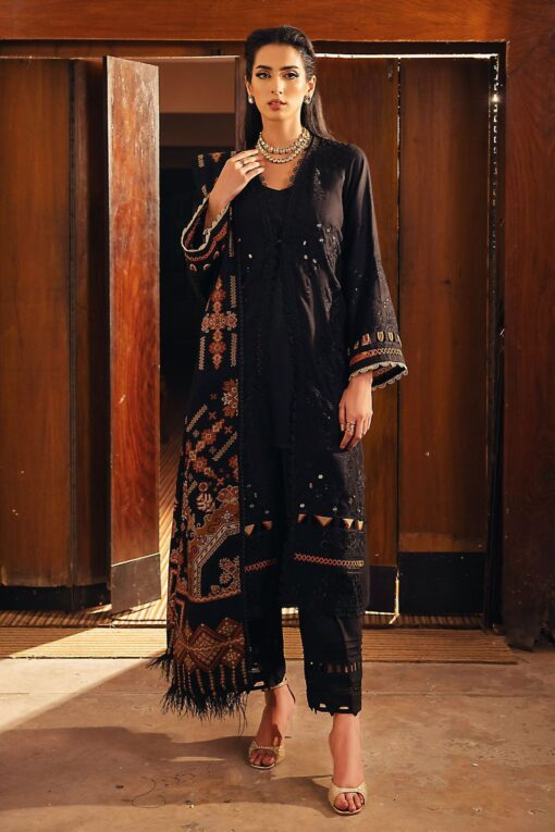 Lawn dress embroidered (black)