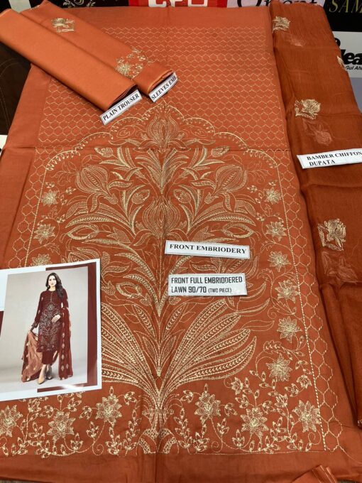 Lawn Embroidered Dress with Embroidered Shiffon doppta - Image 3