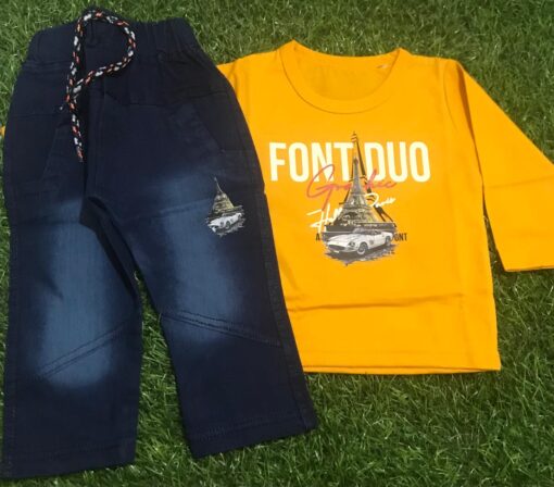 Soft Summer Shirt & Denim Trouser Set for Boys - Image 2