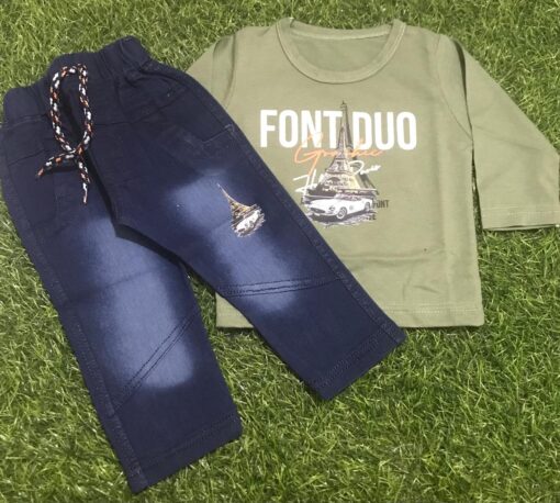 Soft Summer Shirt & Denim Trouser Set for Boys