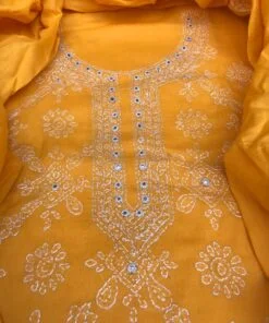 Lawn dress (unstitched) yellow