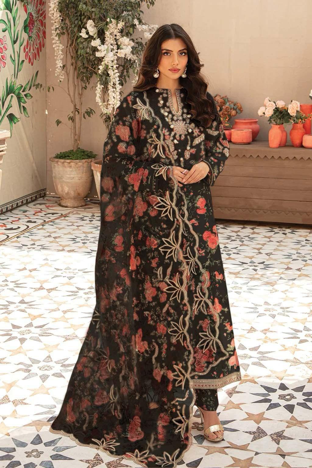 EMBROIDERED SWISS LAWN (black)